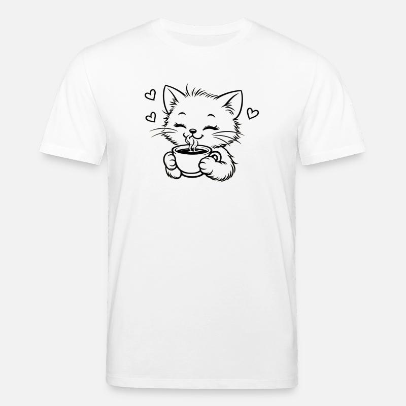 Kitten drinks coffee cuddle magic - Stanley/Stella CREATOR Unisex Organic T-Shirt - white