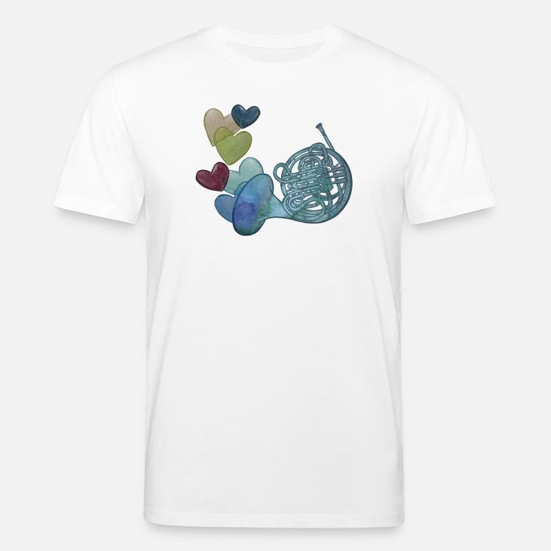 Herznote-Horn mit bunten Herzen - Stanley/Stella Unisex Bio-T-Shirt CREATOR  - Weiß