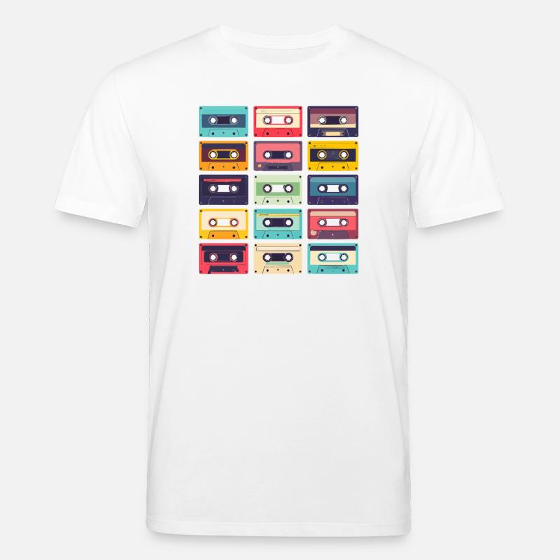 Kassetten Pop Art Muster - Stanley/Stella Unisex Bio-T-Shirt CREATOR  - Weiß