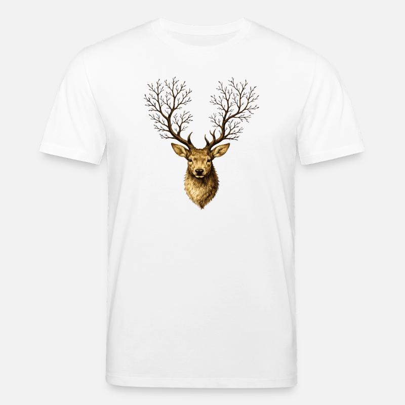 Hirschkopf mit Baumgeweih – Mystischer Waldgeist - Stanley/Stella Unisex Bio-T-Shirt CREATOR  - Weiß