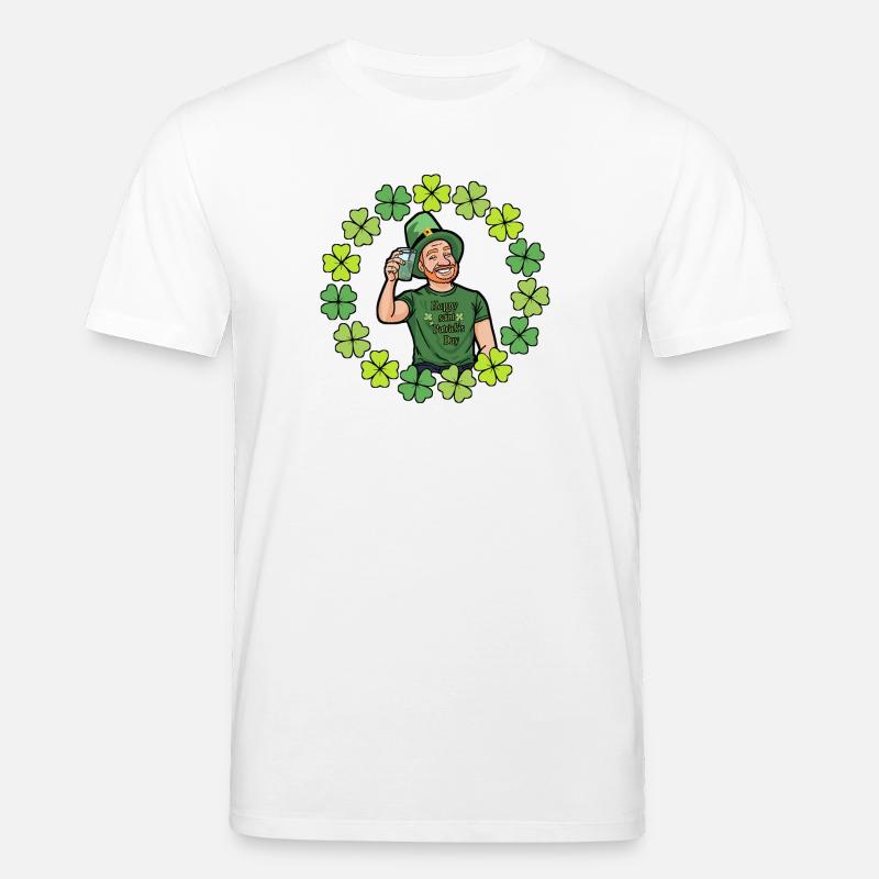 St. Patrick's Day Cartoon mit Kleeblättern - Stanley/Stella Unisex Bio-T-Shirt CREATOR  - Weiß