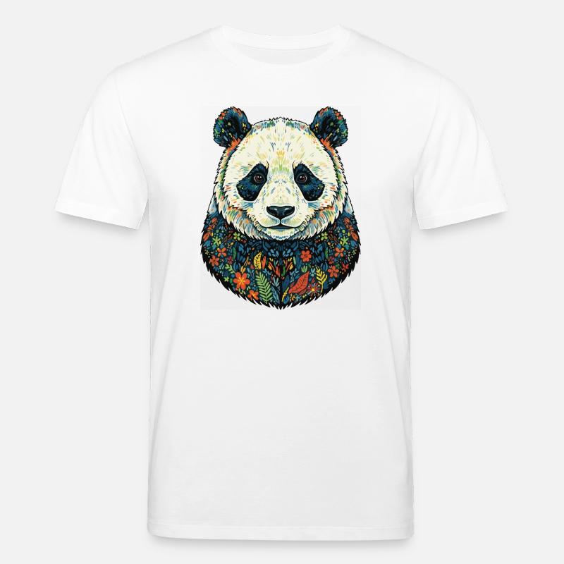 Flora-Panda-Porträt mit Blumen - Stanley/Stella Unisex Bio-T-Shirt CREATOR  - Weiß
