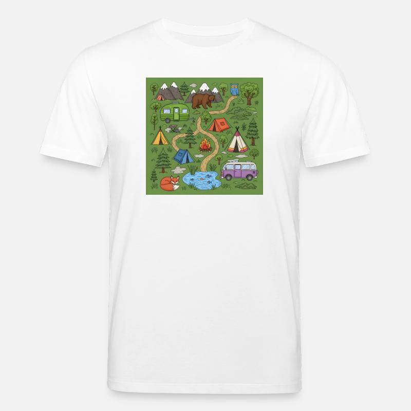Waldcamping Abenteuer Illustration - Stanley/Stella Unisex Bio-T-Shirt CREATOR  - Weiß