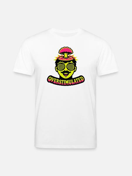 Overstimulated Neon Head - Stanley/Stella CREATOR Unisex Organic T-Shirt - white