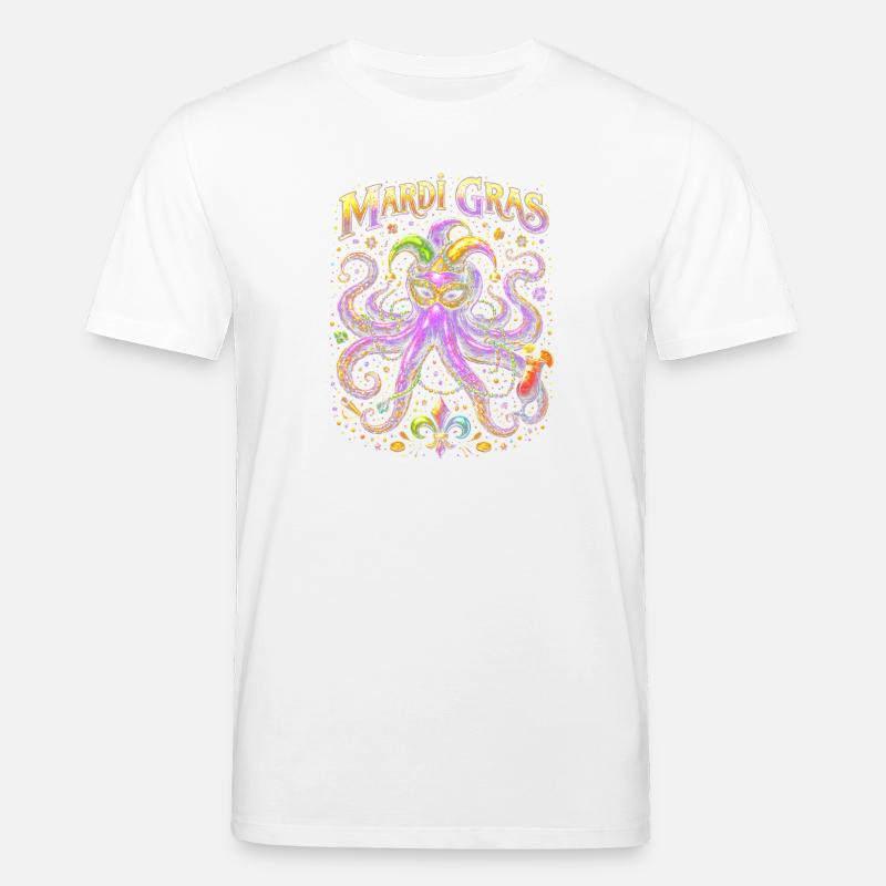 Masque de pieuvre de Mardi Gras - T-shirt bio CREATOR Stanley/Stella Unisexe - blanc