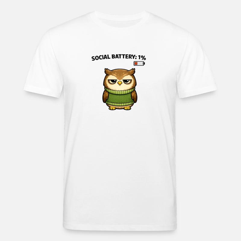Pull hibou 1 % d’humour de batterie - T-shirt bio CREATOR Stanley/Stella Unisexe - blanc