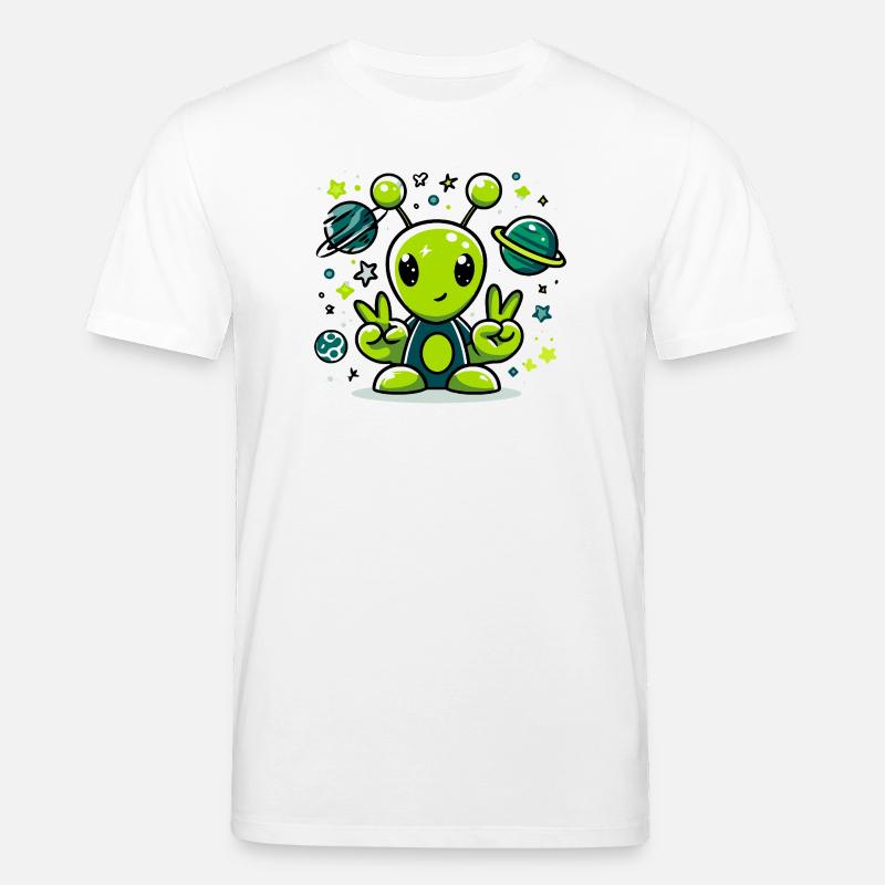 Extraterrestre vert dans l’espace - T-shirt bio CREATOR Stanley/Stella Unisexe - blanc