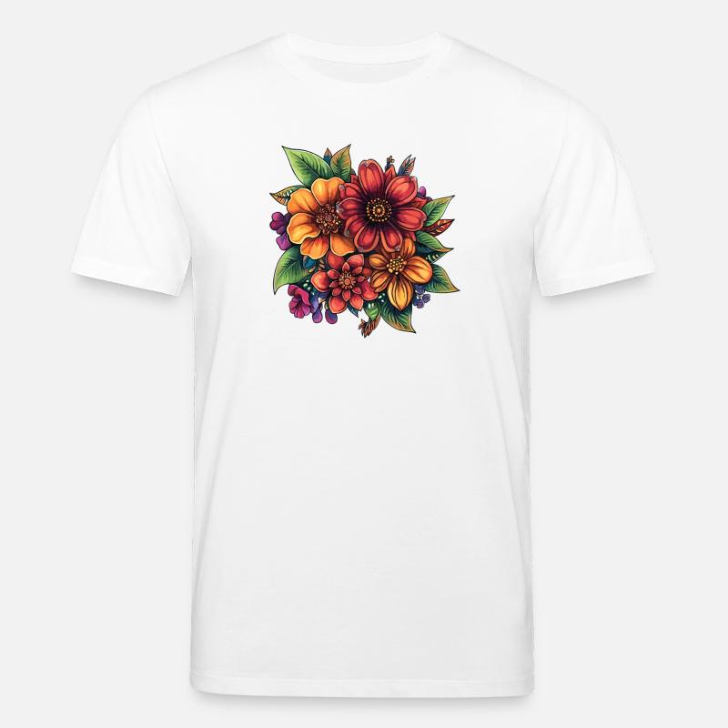 Bunte Blütenpracht Florale Komposition - Stanley/Stella Unisex Bio-T-Shirt CREATOR  - Weiß