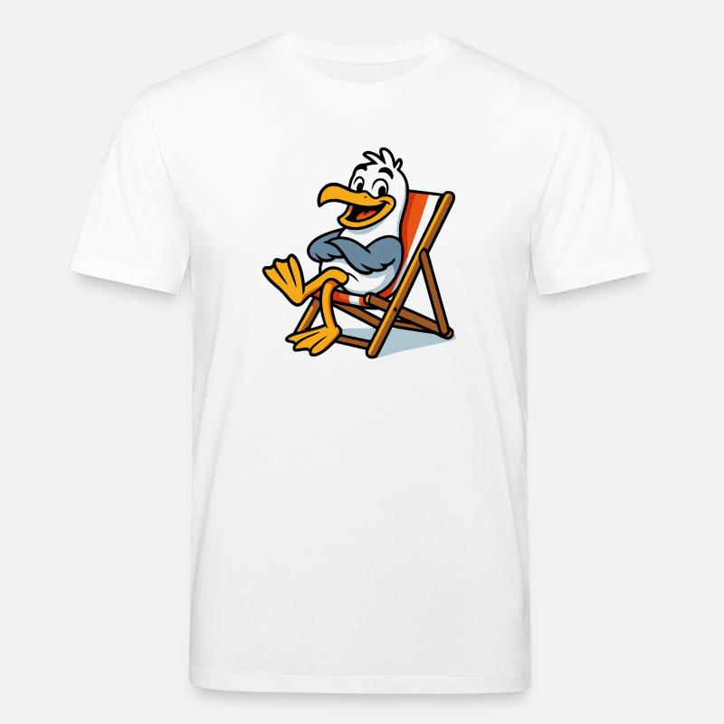 Relaxez une mouette sur la plage - T-shirt bio CREATOR Stanley/Stella Unisexe - blanc