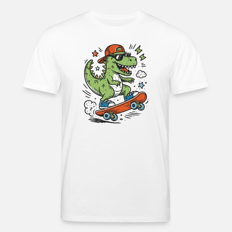 Krokodil auf Skateboard mit Cap - Stanley/Stella Unisex Bio-T-Shirt CREATOR  - Weiß