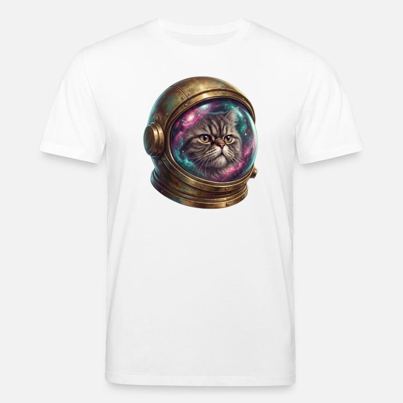 Astronaute chat dans un casque spatial - T-shirt bio CREATOR Stanley/Stella Unisexe - blanc
