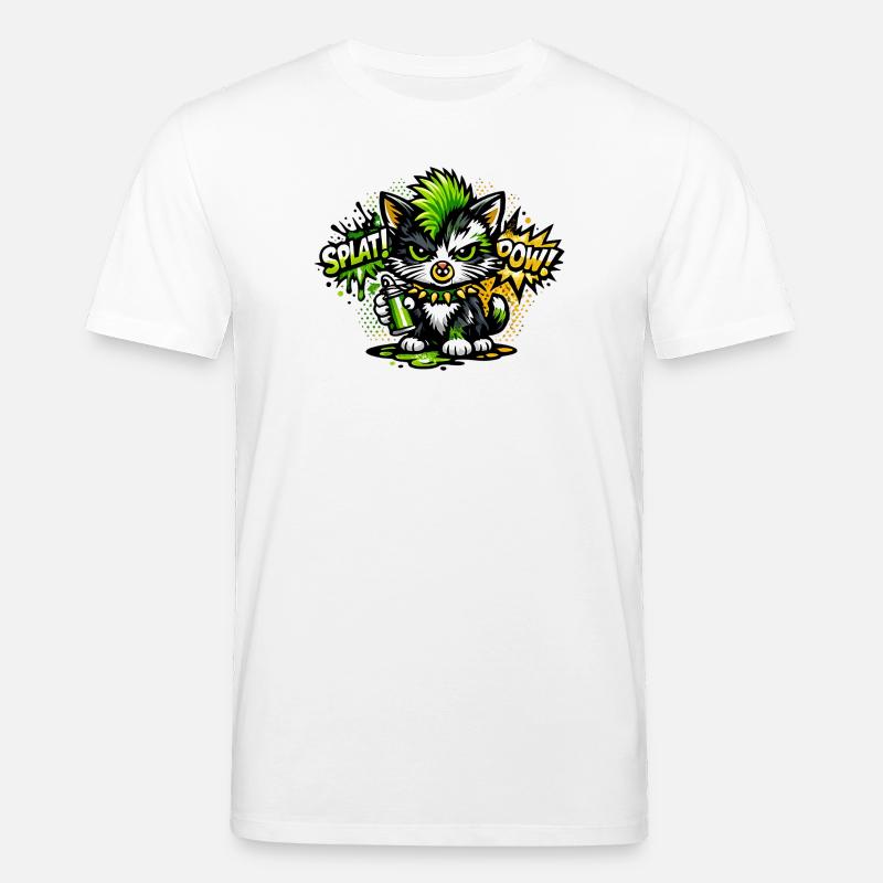 Neon Graffiti Kätzchen Sprayer - Stanley/Stella Unisex Bio-T-Shirt CREATOR  - Weiß