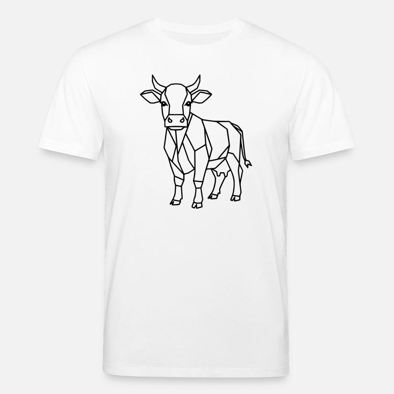 Geometrische Kuh Low Poly Outline - Stanley/Stella Unisex Bio-T-Shirt CREATOR - Weiß