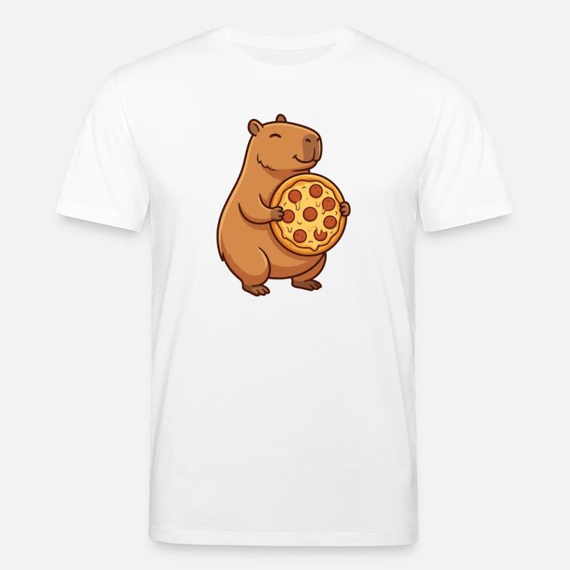 Capybara avec pizza - T-shirt bio CREATOR Stanley/Stella Unisexe - blanc