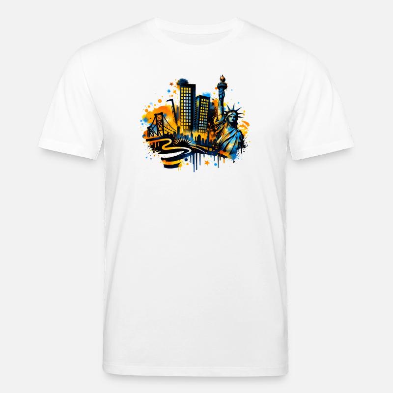 New York Skyline mit Freiheitsstatue - Stanley/Stella Unisex Bio-T-Shirt CREATOR  - Weiß