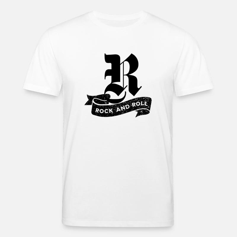 Rock and Roll Tilted Text - Stanley/Stella CREATOR Unisex Organic T-Shirt - white