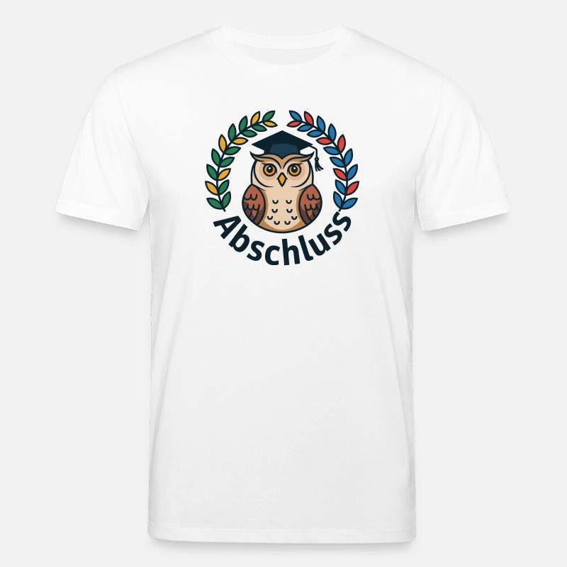 Abschluss-Eule mit Kranz und Mütze - Stanley/Stella Unisex Bio-T-Shirt CREATOR  - Weiß