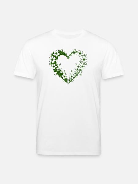 Green Floral Heart Floral Silhouette - Stanley/Stella CREATOR Unisex Organic T-Shirt - white
