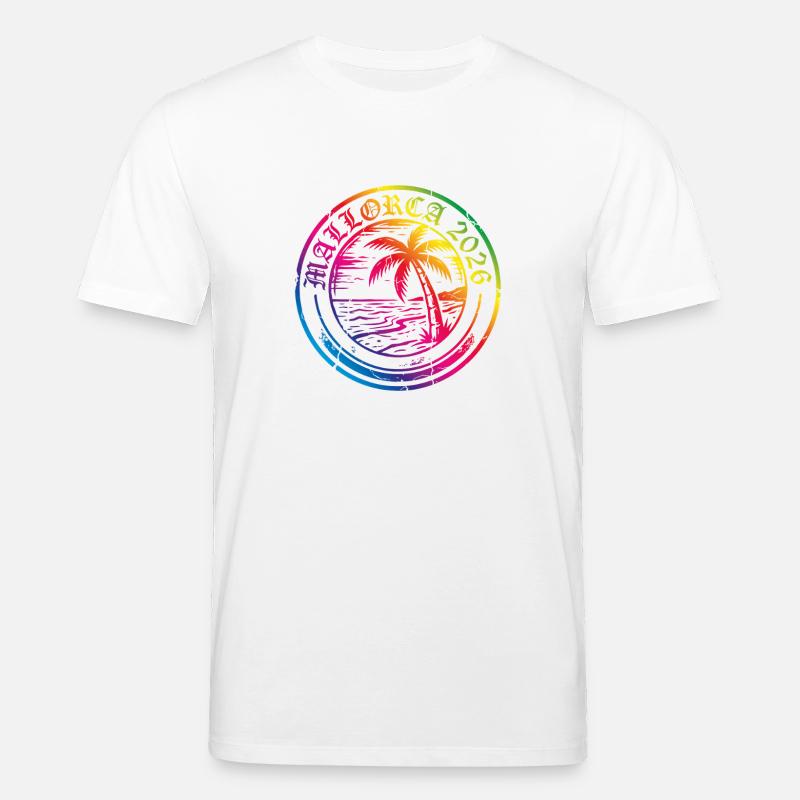 Mallorca 2026 Bunt Palme - Stanley/Stella Unisex Bio-T-Shirt CREATOR  - Weiß