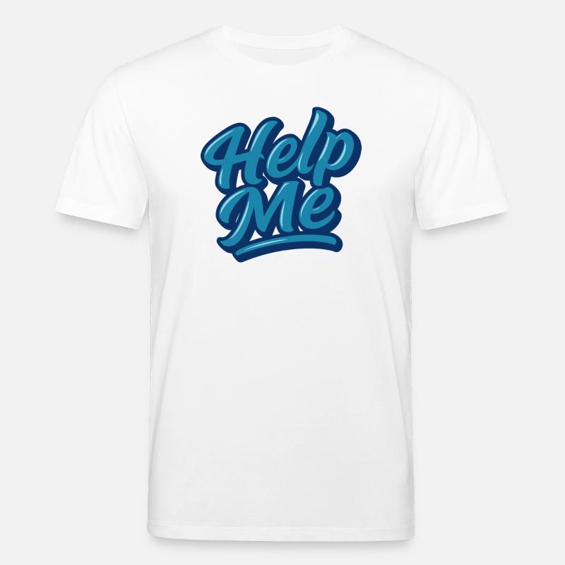 Help Me Blue Script Logo - Stanley/Stella CREATOR Unisex Organic T-Shirt - white