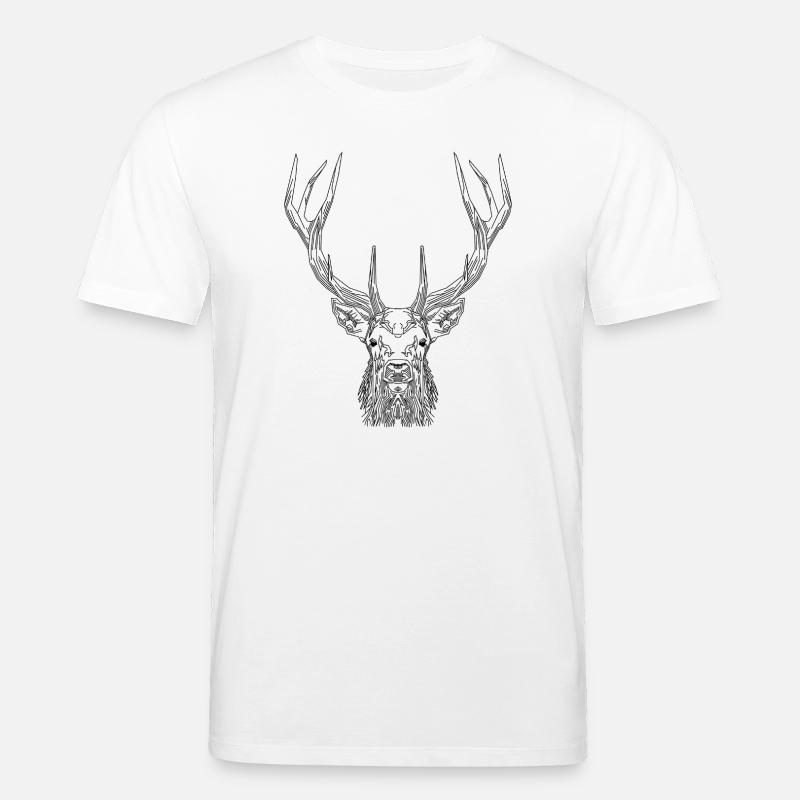 Tech Deer – Geometrischer Hirsch in Schwarz - Stanley/Stella Unisex Bio-T-Shirt CREATOR  - Weiß