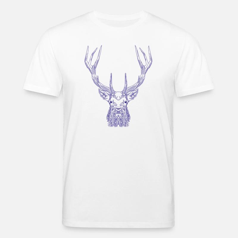 Tech Deer – Geometrischer Hirsch in Blau - Stanley/Stella Unisex Bio-T-Shirt CREATOR  - Weiß