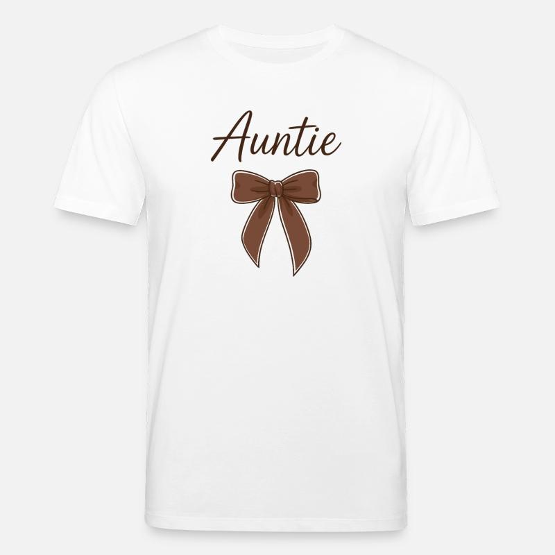 Auntie Bow - Braune Script Schleife - Stanley/Stella Unisex Bio-T-Shirt CREATOR  - Weiß