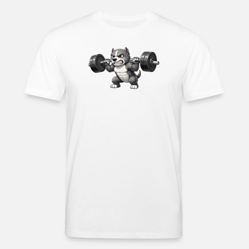 Pitbull Gewichtheber Bodybuilder Powerlifting Gym - Stanley/Stella Unisex Bio-T-Shirt CREATOR - Weiß