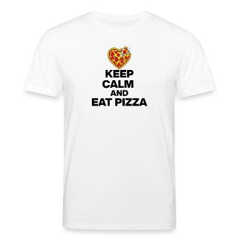 KEEP CALM AND EAT PIZZA, PIZZA JUNKIE GIFT 🍕 - Stanley/Stella CREATOR Unisex Organic T-Shirt - white - Front - Alina (178cm) & Michal (187cm)
