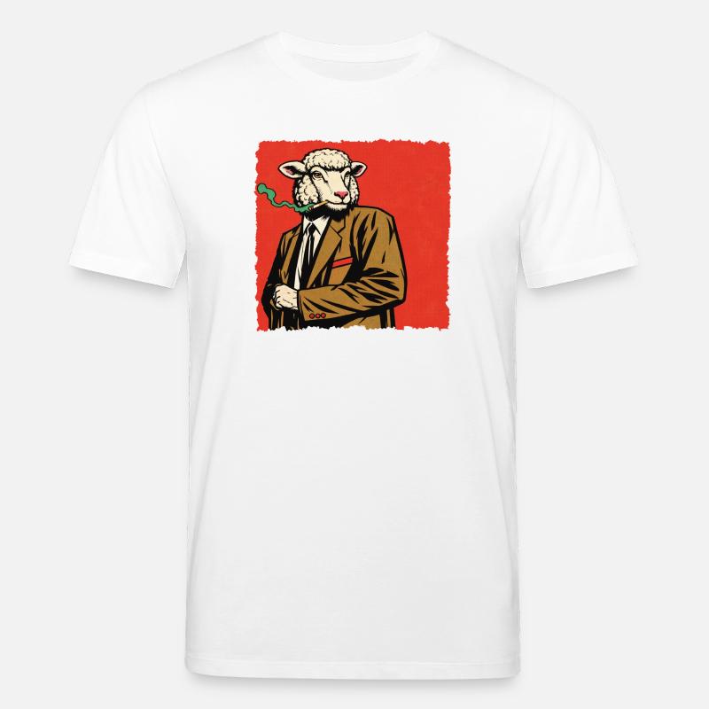 Lamm im Anzug mit Pfeife - Stanley/Stella Unisex Bio-T-Shirt CREATOR - Weiß
