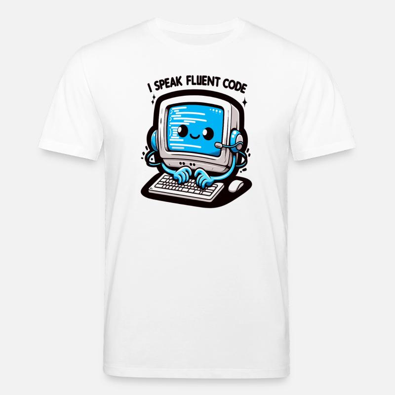 I Speak Fluent Code Retro Computer - Stanley/Stella CREATOR Unisex Organic T-Shirt - white