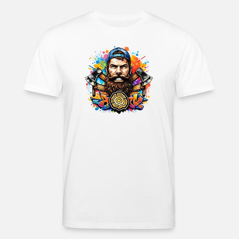 Graffiti lumberjack with double axe - Stanley/Stella CREATOR Unisex Organic T-Shirt - white