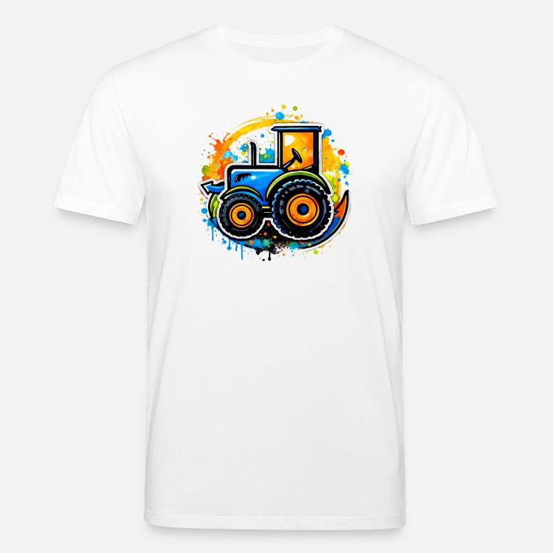 Bunter Traktor im Graffiti-Stil   - Stanley/Stella Unisex Bio-T-Shirt CREATOR  - Weiß