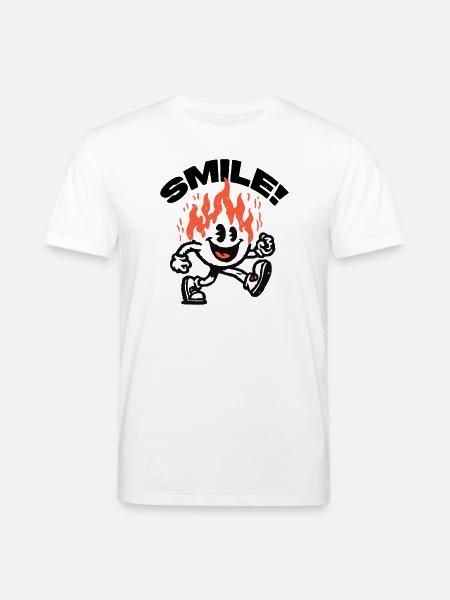Smile! Fiery Friend Smiley - Stanley/Stella CREATOR Unisex Organic T-Shirt - white