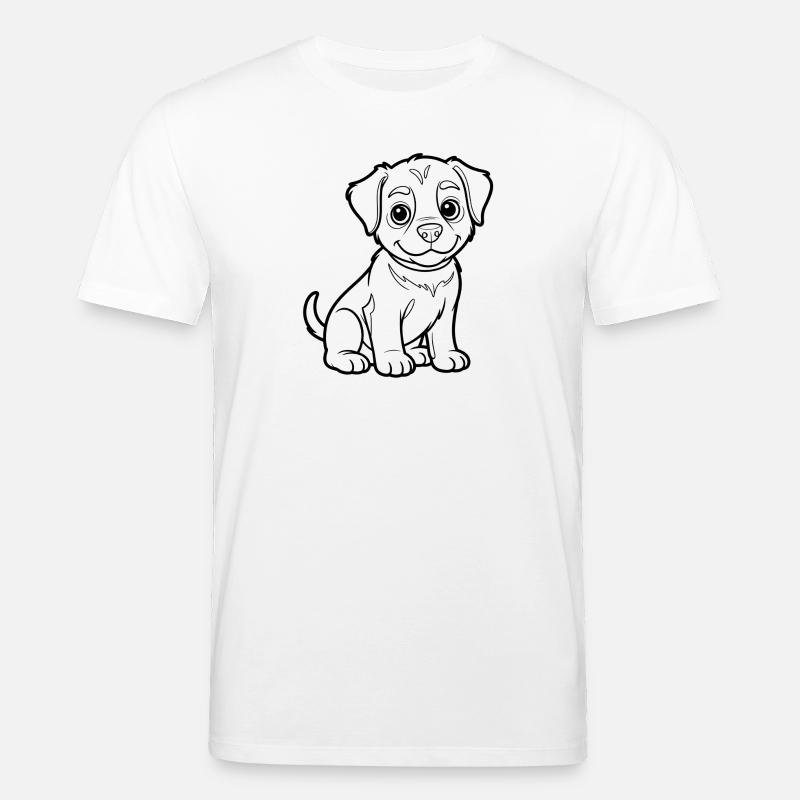 Illustration de plan de petit chiot - T-shirt bio CREATOR Stanley/Stella Unisexe - blanc