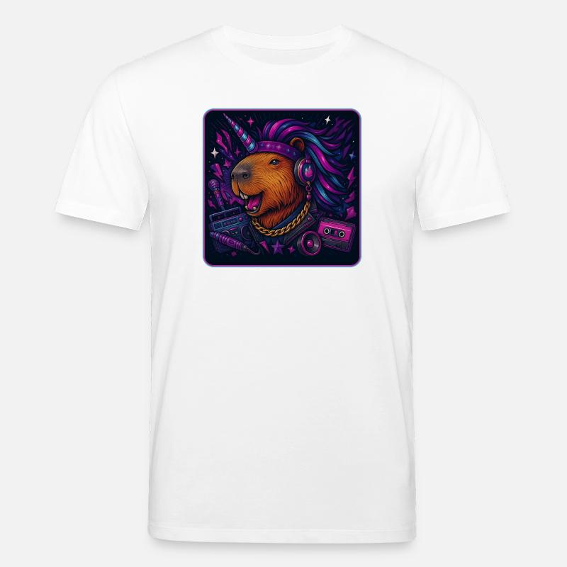 Capybara Einhorn Retro DJ - Stanley/Stella Unisex Bio-T-Shirt CREATOR  - Weiß