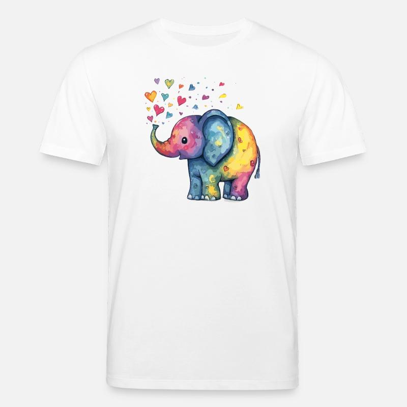 Regenbogen Elefant mit Herzfunken - Stanley/Stella Unisex Bio-T-Shirt CREATOR  - Weiß