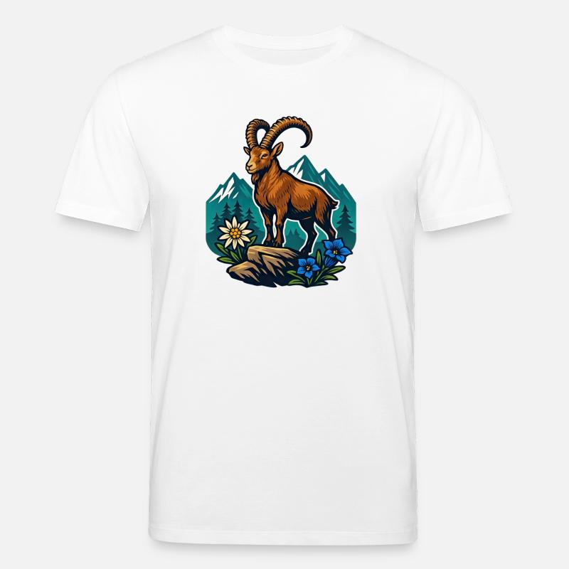 Steinbock auf Bergwiese - Stanley/Stella Unisex Bio-T-Shirt CREATOR  - Weiß