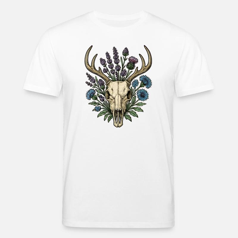 Hirschknochen mit Blumenkranz - Stanley/Stella Unisex Bio-T-Shirt CREATOR  - Weiß