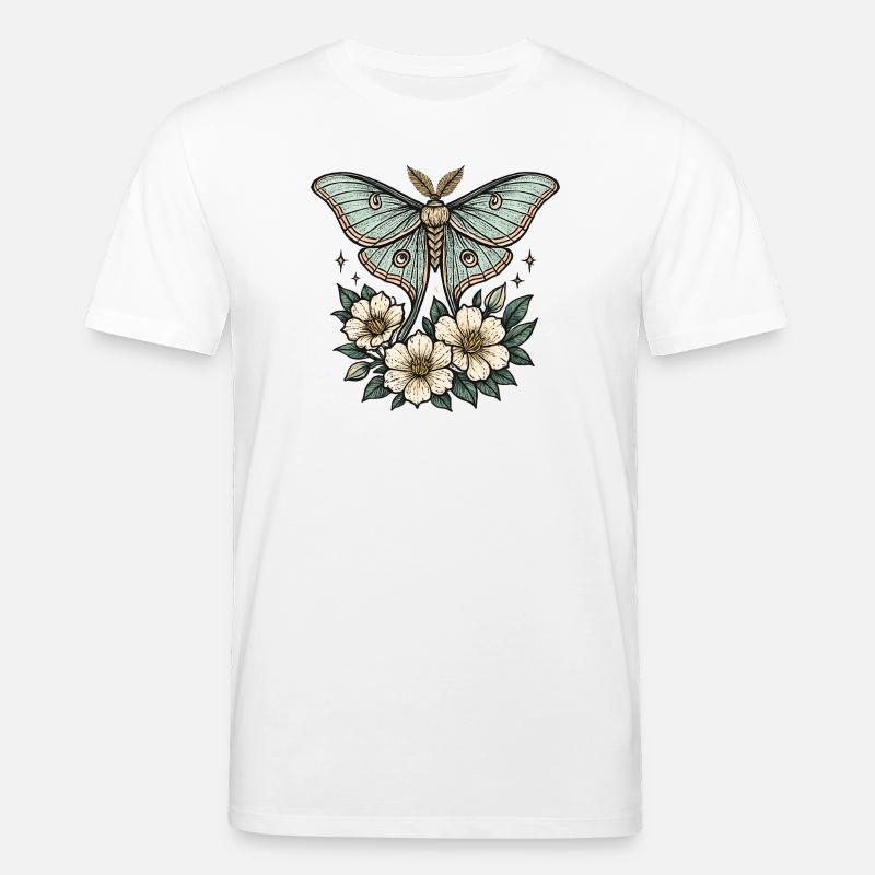 Papillon turquoise avec des fleurs - T-shirt bio CREATOR Stanley/Stella Unisexe - blanc