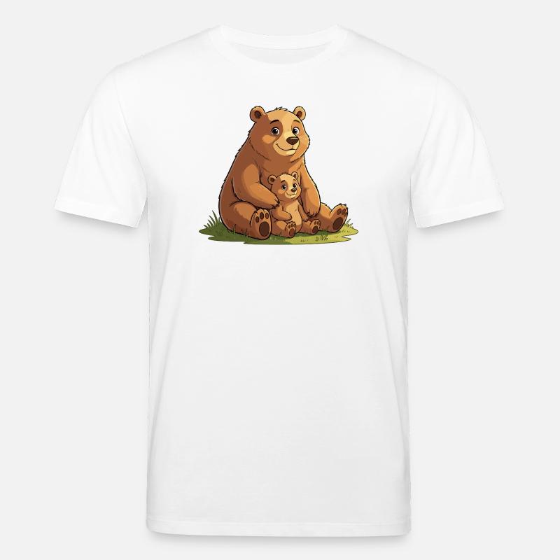 Sanfte Bärenmutter mit Jungem - Stanley/Stella Unisex Bio-T-Shirt CREATOR  - Weiß