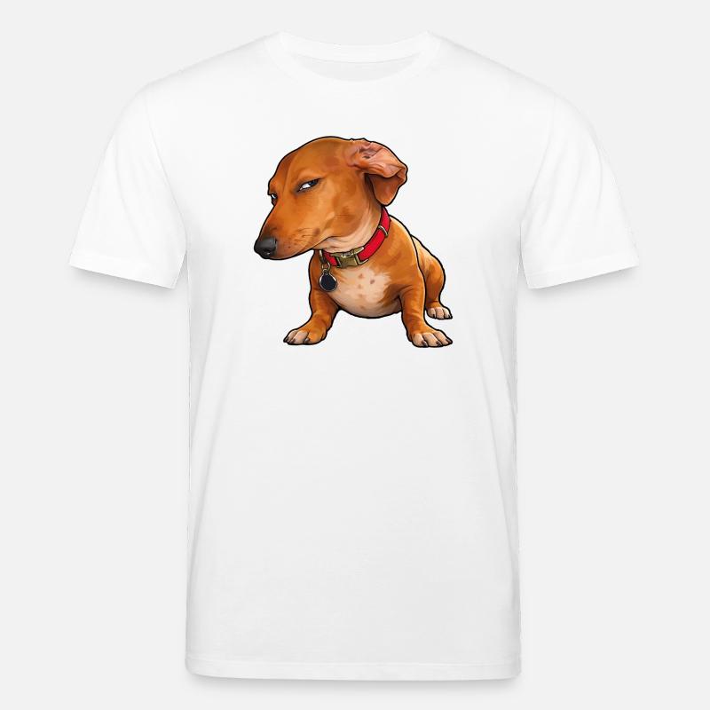 Regard de côté du teckel lundi - T-shirt bio CREATOR Stanley/Stella Unisexe - blanc