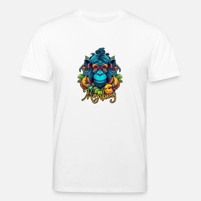Neon-Tropenaffe Kopf - Stanley/Stella Unisex Bio-T-Shirt CREATOR  - Weiß