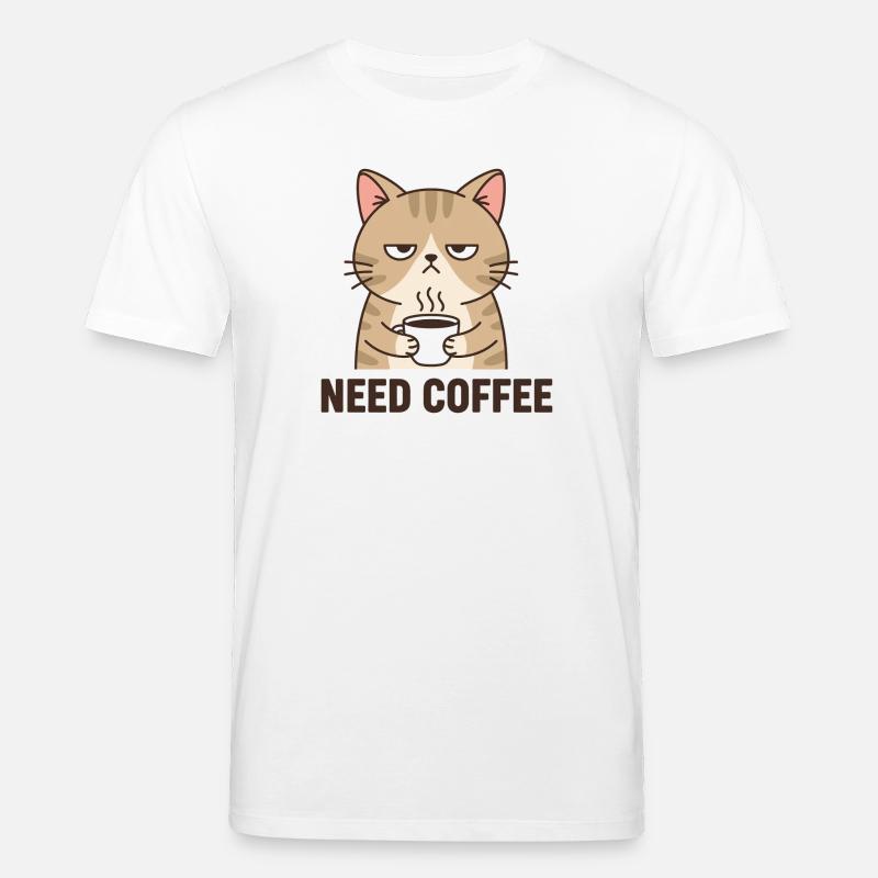 Kaffee Wütende Katze - Stanley/Stella Unisex Bio-T-Shirt CREATOR  - Weiß