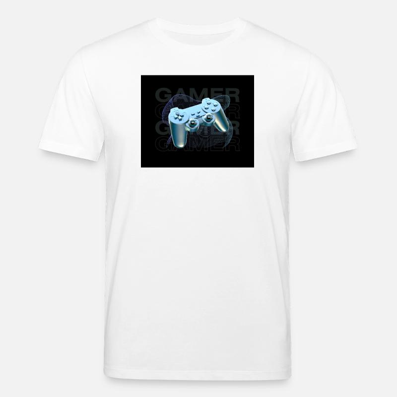 Neon Blue Controller 3D - Stanley/Stella CREATOR Unisex Organic T-Shirt - white