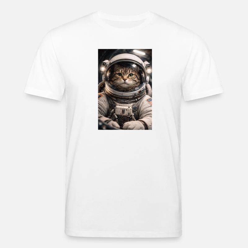 Chat de l’espace en costume d’astronaute - T-shirt bio CREATOR Stanley/Stella Unisexe - blanc