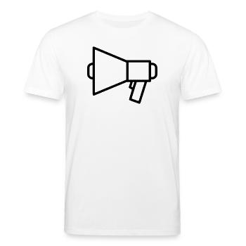 Megafon Lautsprecher Protest - Stanley/Stella Unisex Bio-T-Shirt CREATOR  - Weiß - Vorne - Alina (178cm) & Michal (187cm)