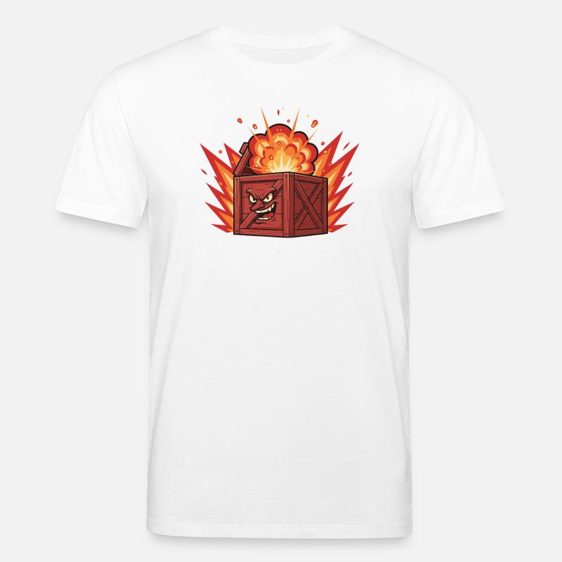 Explodierende Holzkiste mit grimmigem Gesicht - Stanley/Stella Unisex Bio-T-Shirt CREATOR  - Weiß