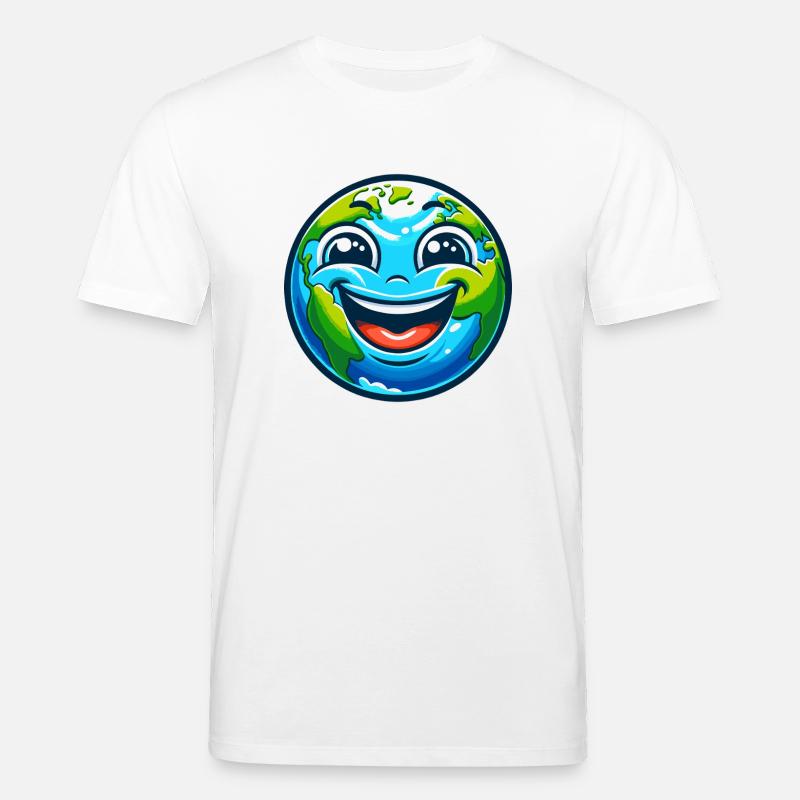 Dessin animé de la Terre Joyeuse - T-shirt bio CREATOR Stanley/Stella Unisexe - blanc