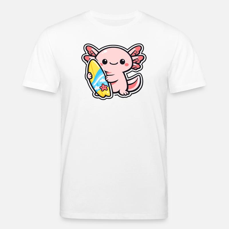 Kawaii Axolotl mit Surfbrett - Stanley/Stella Unisex Bio-T-Shirt CREATOR - Weiß